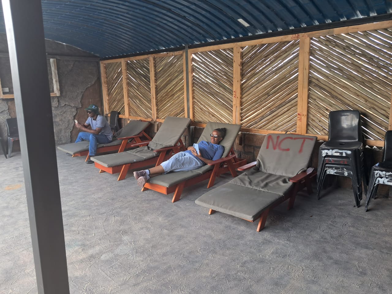 Shaded lounge area
