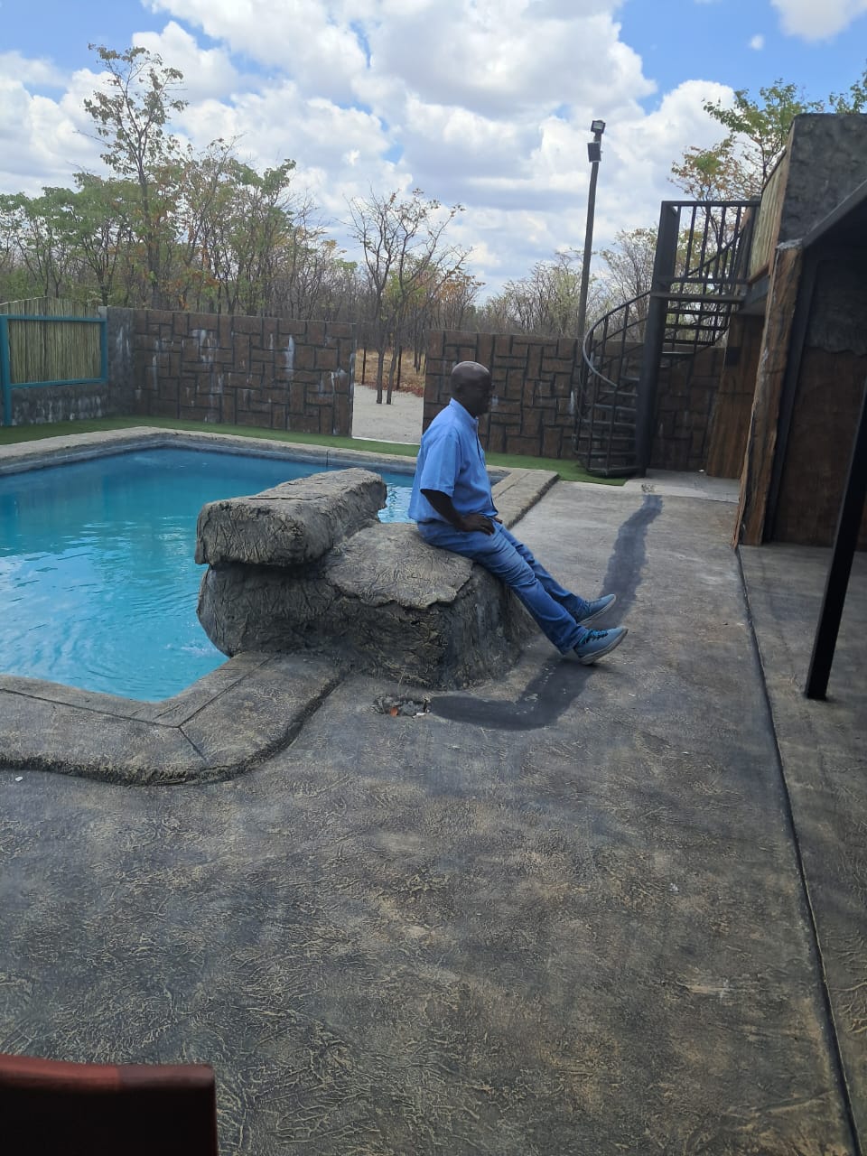 Relaxing by the pool